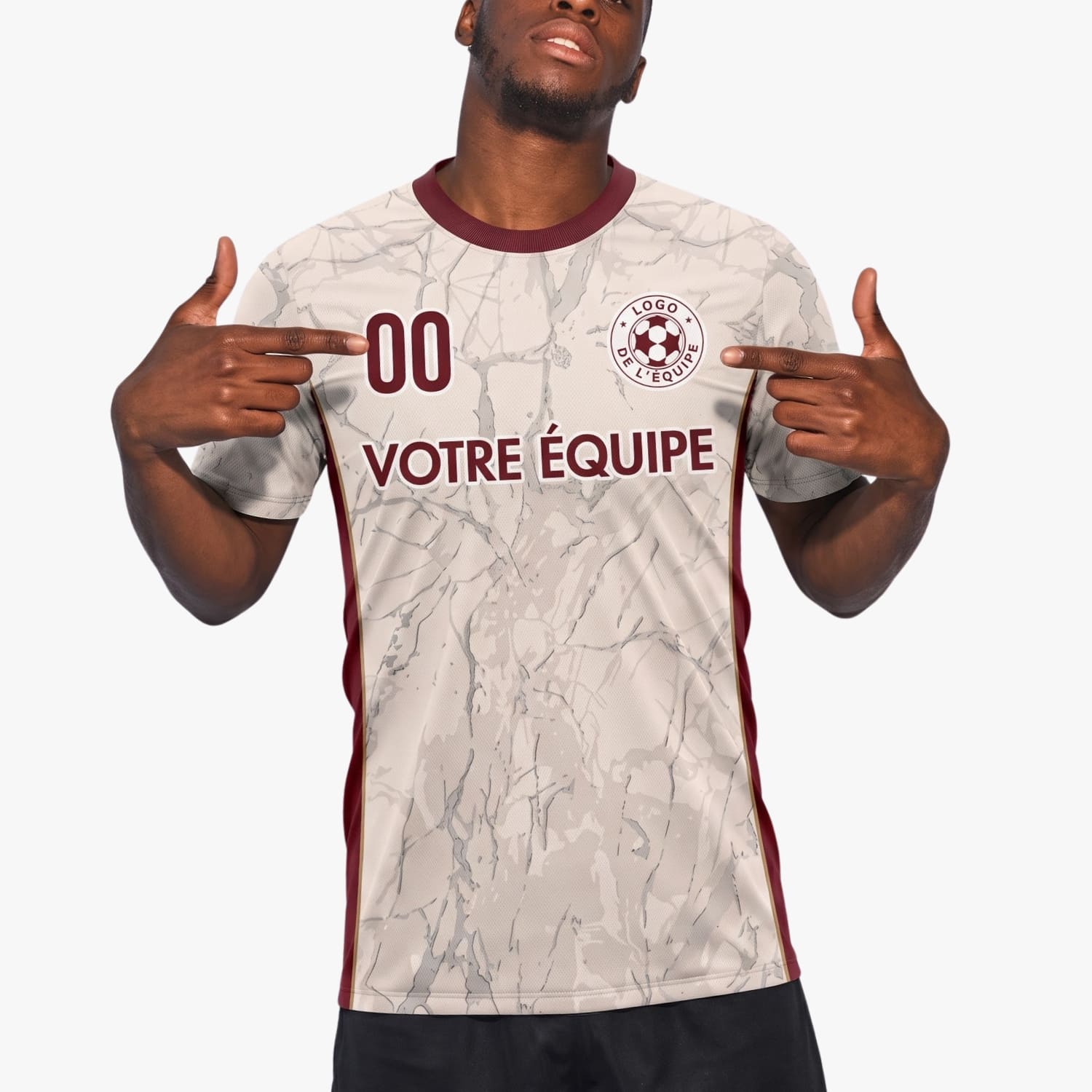 Crème Bordeaux Rouge Marbre Texture Maillot de Foot Personnalisé