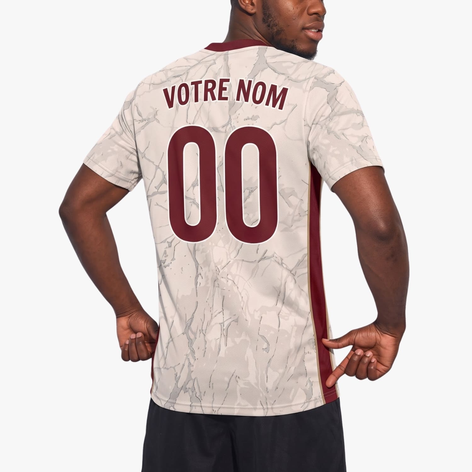 Crème Bordeaux Rouge Marbre Texture Maillot de Foot Personnalisé