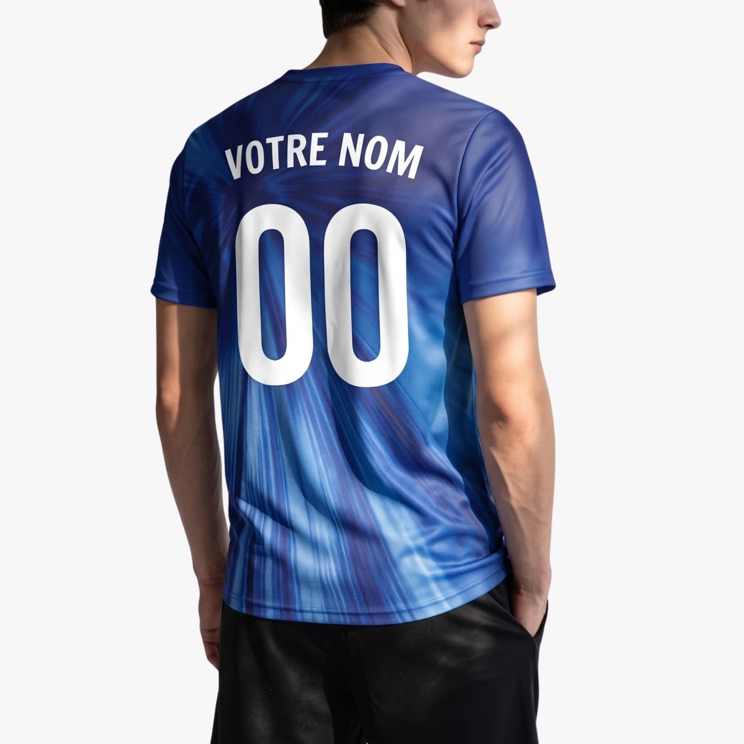Bleu Rayons Effet Maillot de Foot Personnalisé