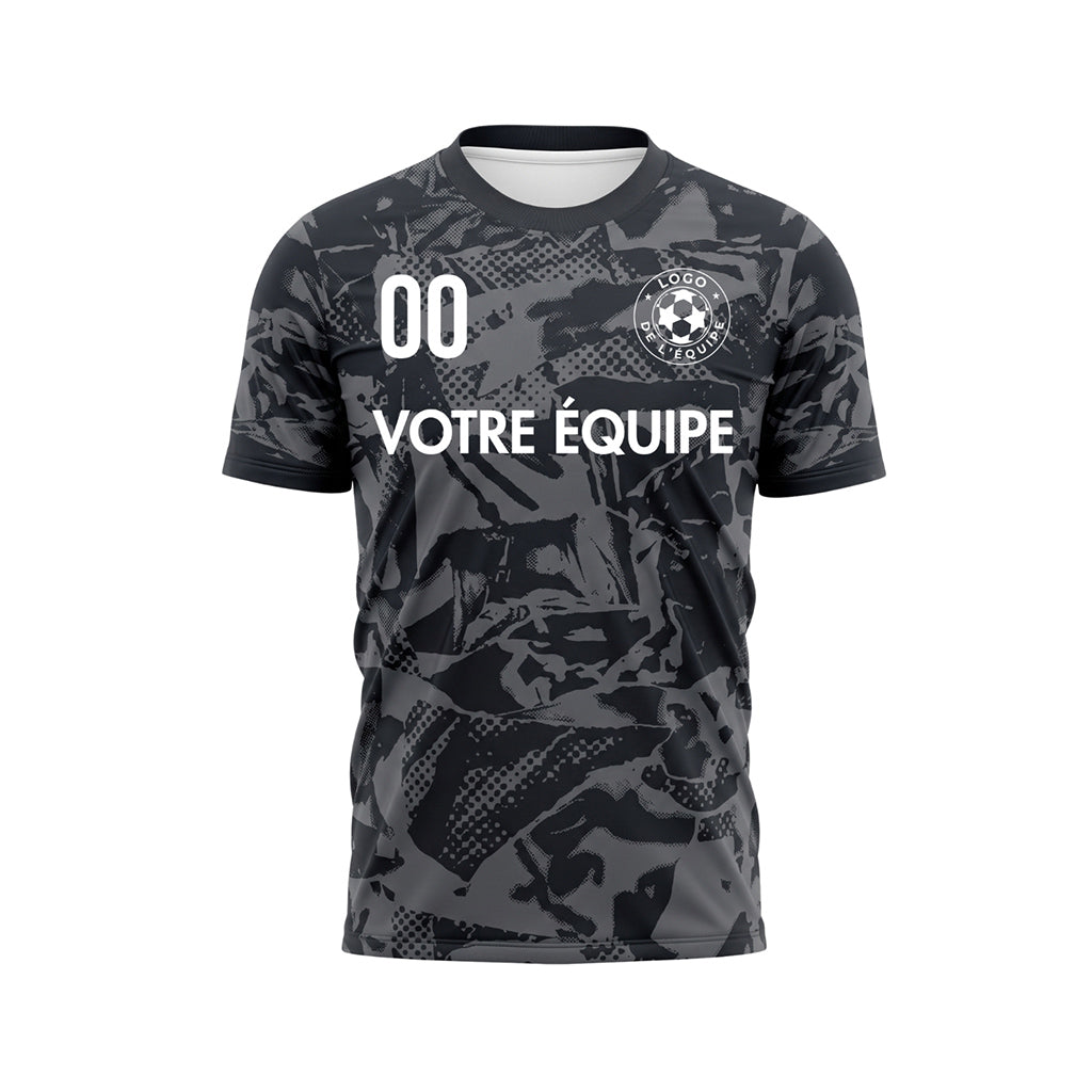 Anthracite Noir Abstrait Camouflage Maillot de Foot Personnalisé