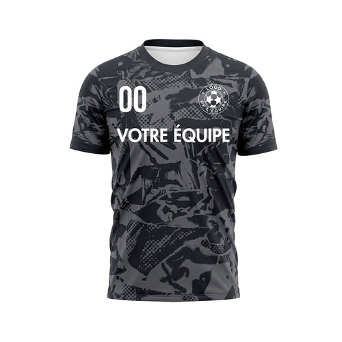Anthracite Noir Abstrait Camouflage Maillot de Football Personnalisé