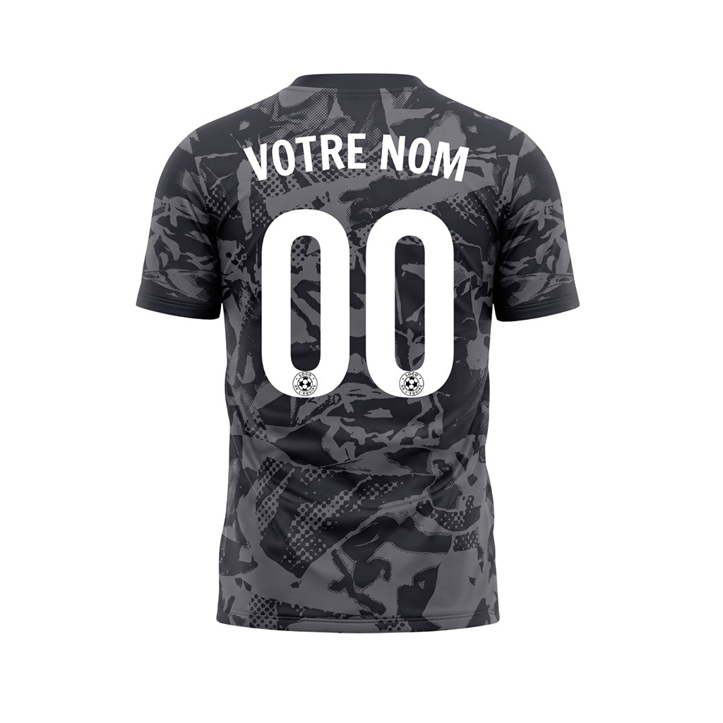 Anthracite Noir Abstrait Camouflage Maillot de Foot Personnalisé