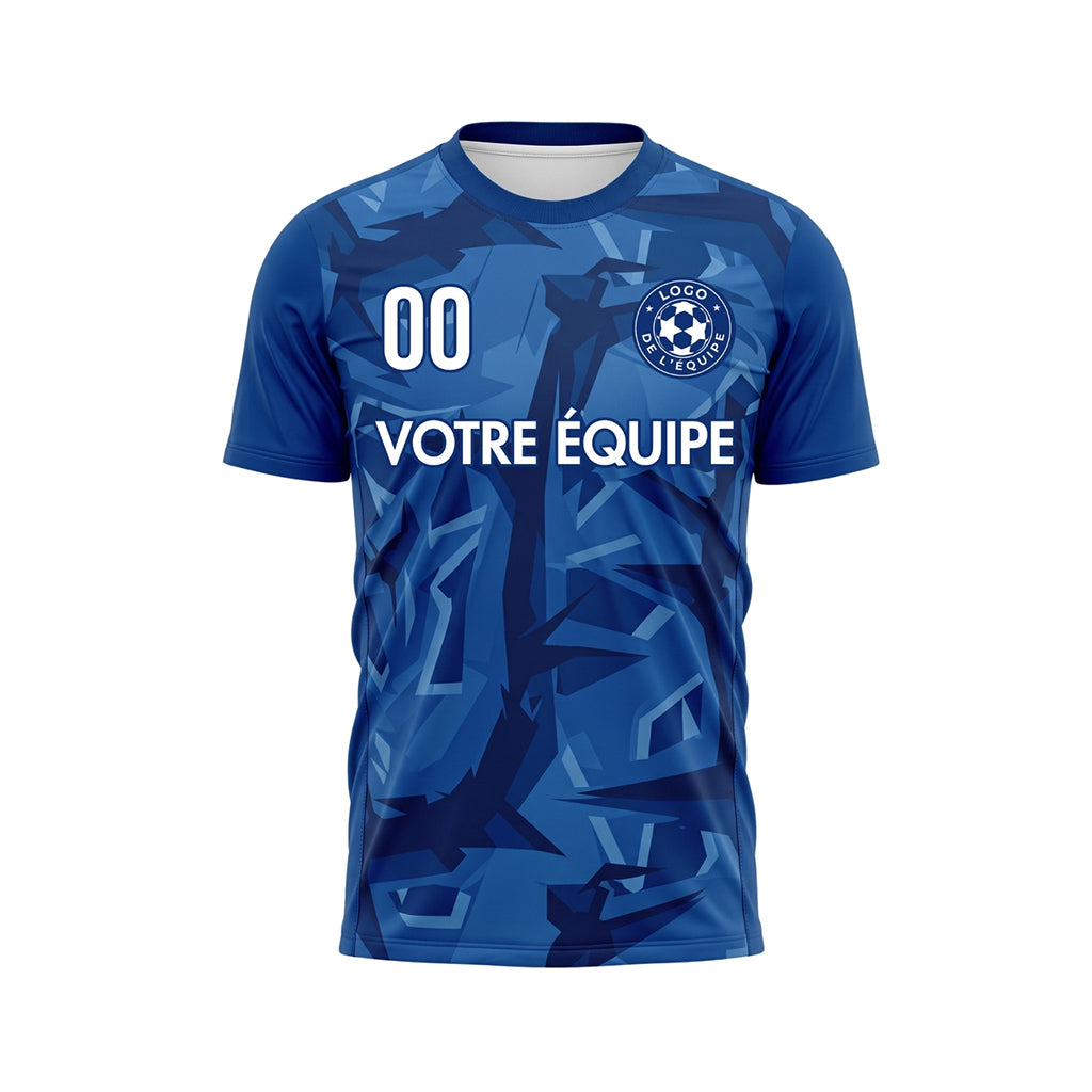 Bleu Abstrait Motif Maillot de Football Personnalisé