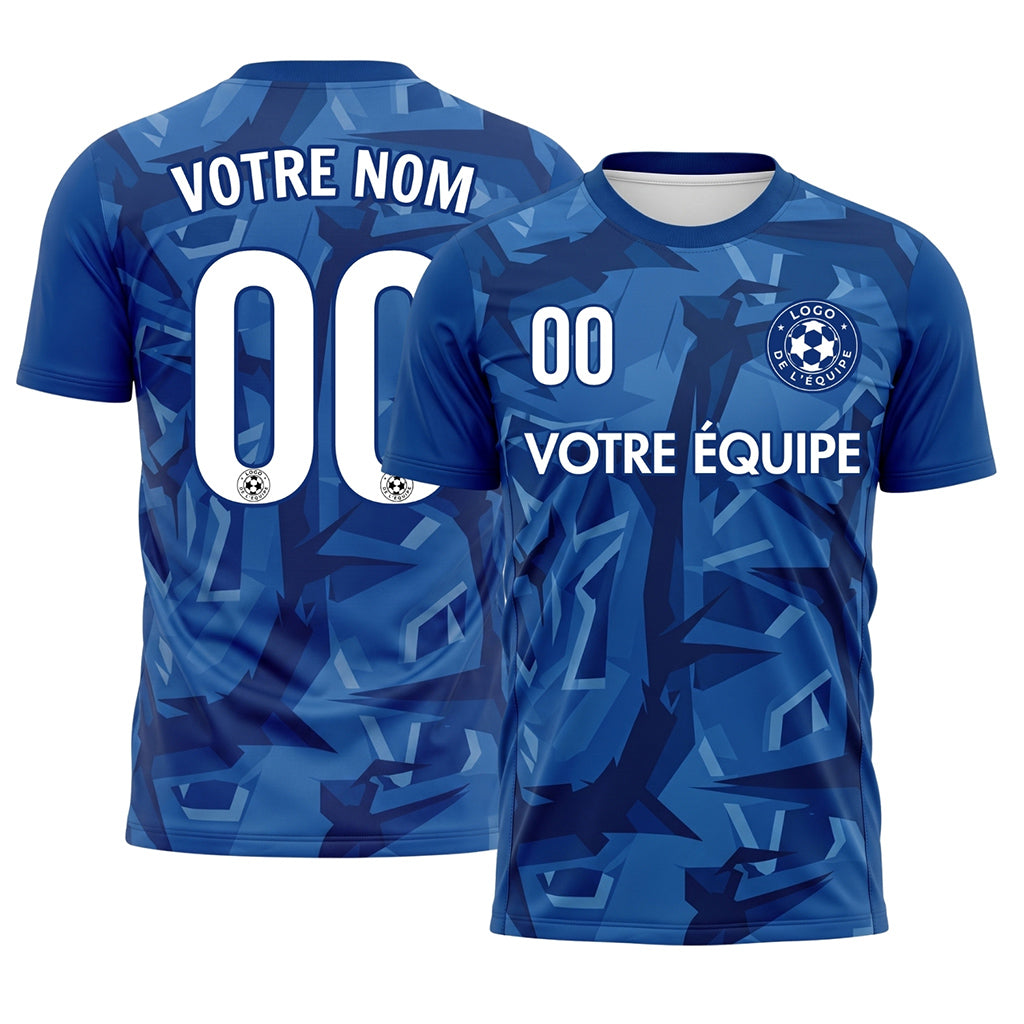 Bleu Abstrait Motif Maillot de Football Personnalisé