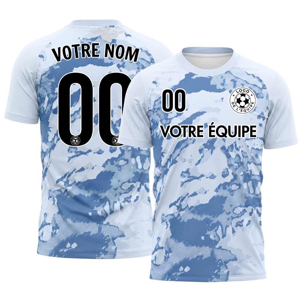 Bleu Abstrait Grunge Demi-Teinte Motif Maillot de Football Personnalisé