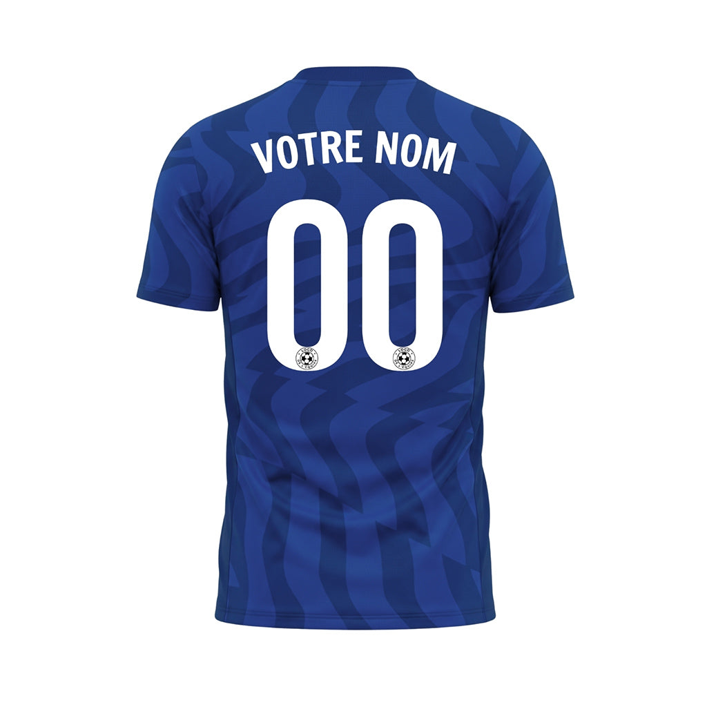 Bleu Abstrait Vagues Motif Maillot de Football Personnalisé