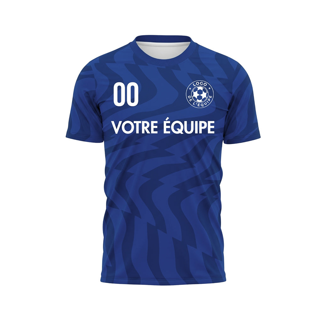 Bleu Abstrait Vagues Motif Maillot de Football Personnalisé