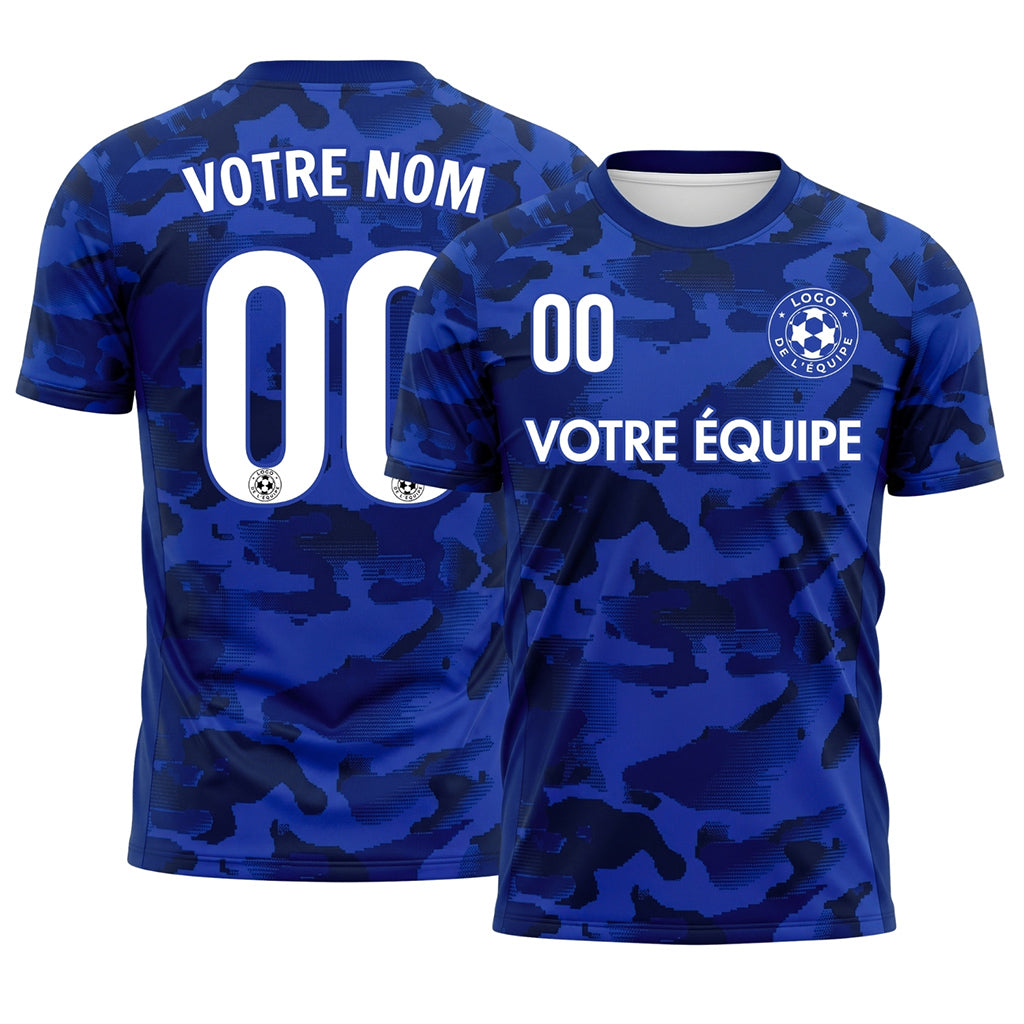 Bleu Camouflage Maillot de Football Personnalisé