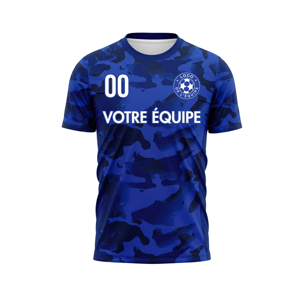 Bleu Camouflage Maillot de Football Personnalisé