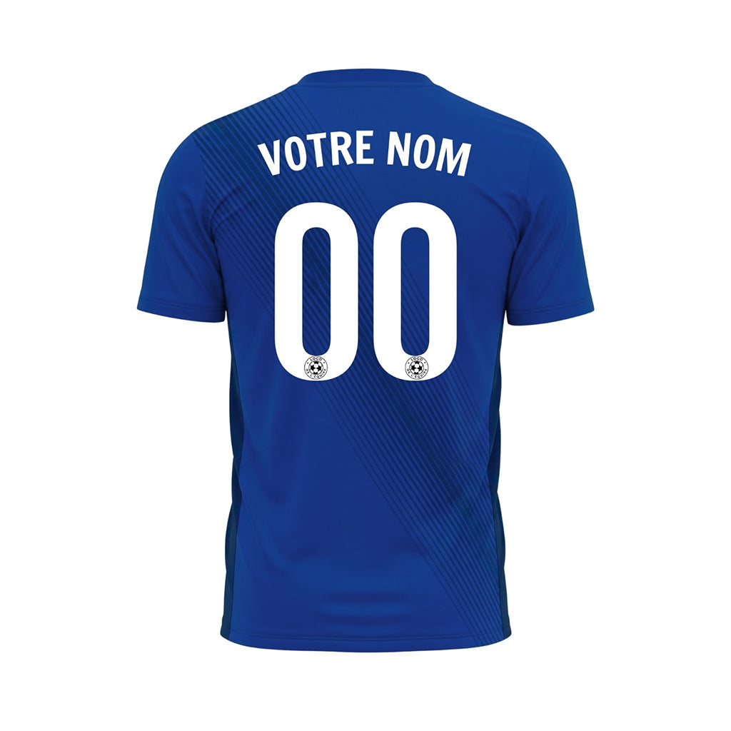 Bleu Diagonales Rayures Maillot de Football Personnalisé