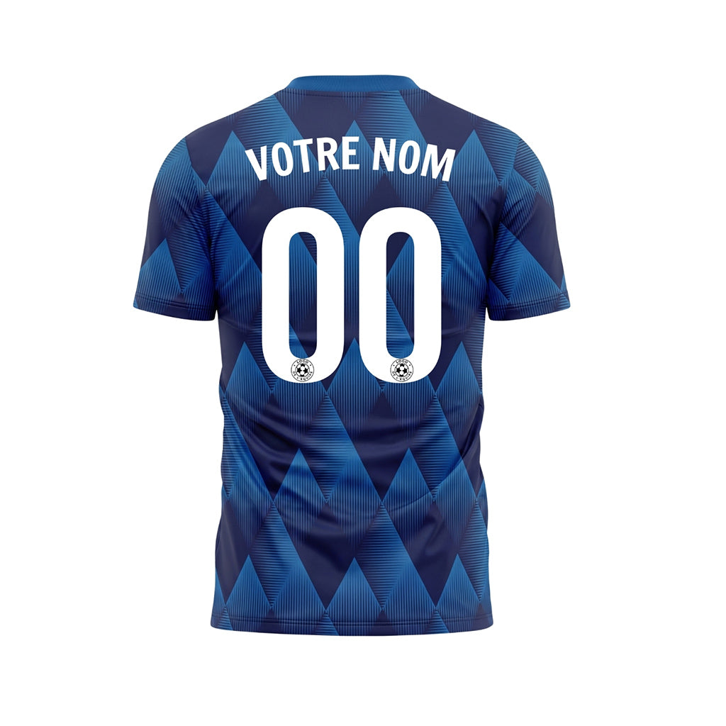 Bleu Bleu Foncé Losanges Motif Maillot de Football Personnalisé