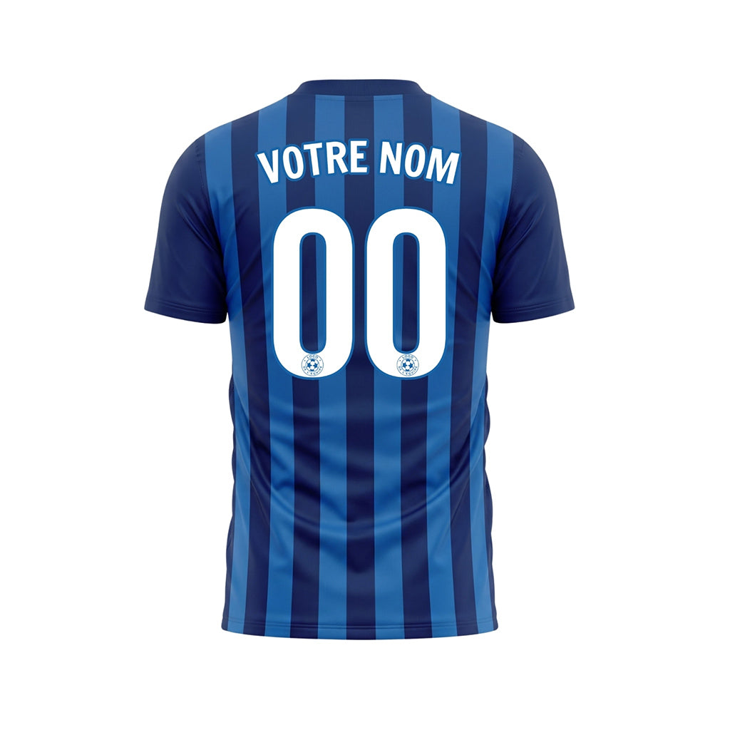 Bleu Bleu Foncé Verticales Rayures Maillot de Football Personnalisé