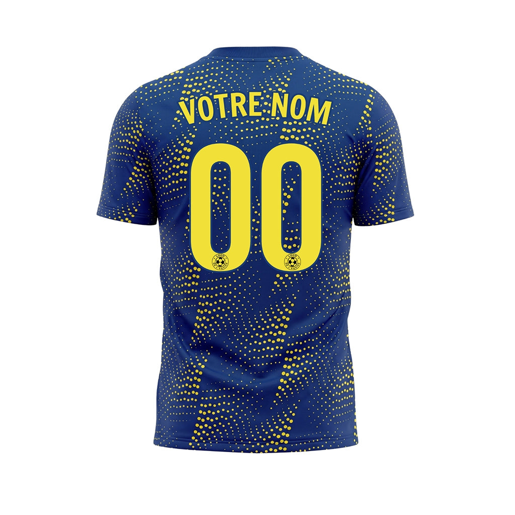 Bleu Jaune Points Motif Maillot de Football Personnalisé