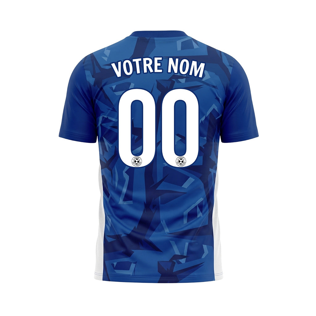 Bleu Géométrique Motif Maillot de Football Personnalisé