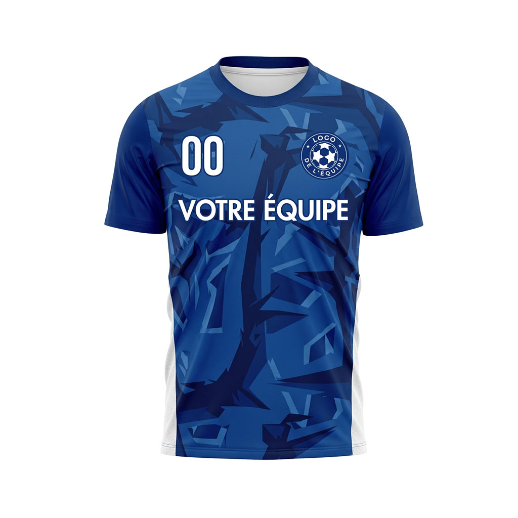 Bleu Géométrique Motif Maillot de Football Personnalisé