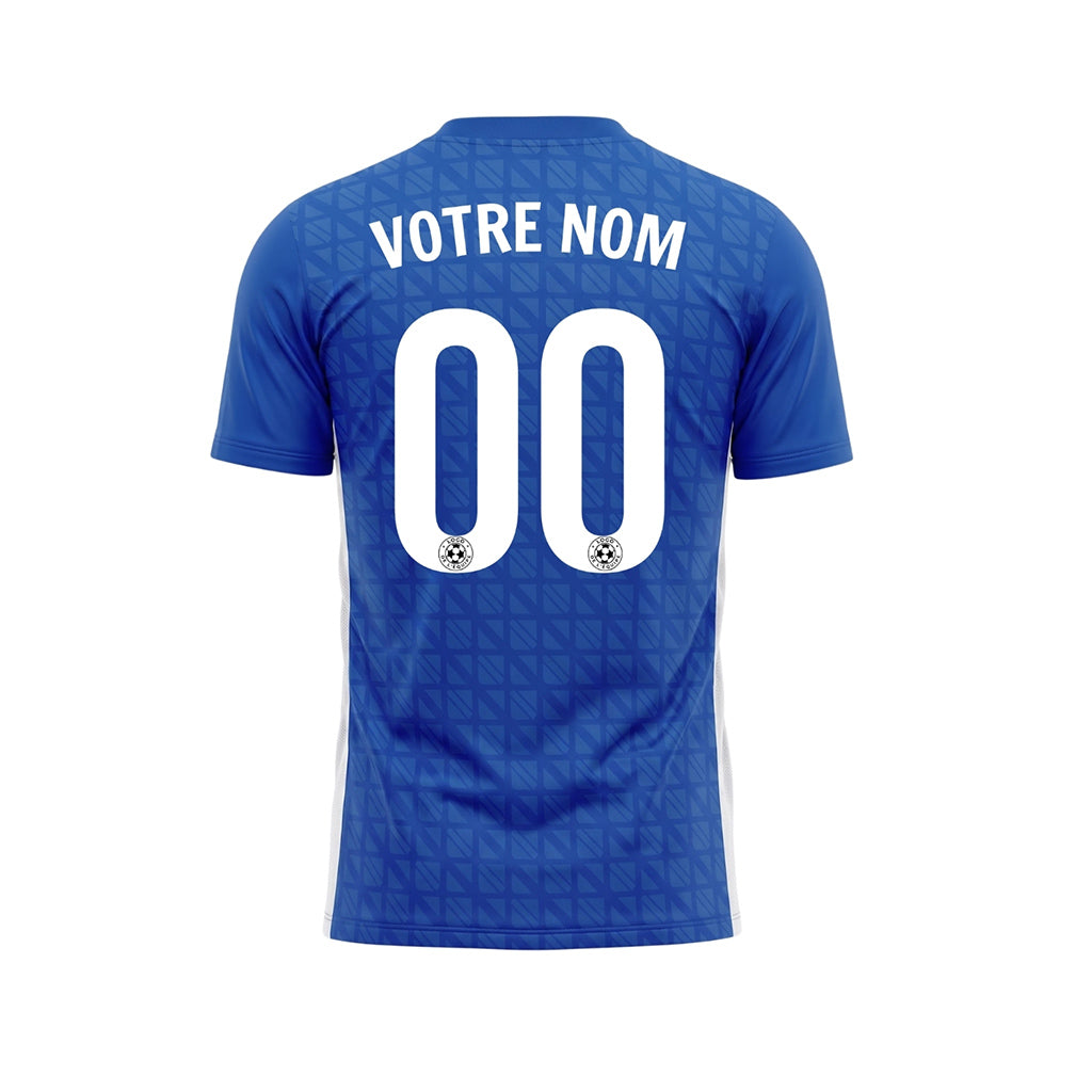 Bleu Géométrique Motif Maillot de Football Personnalisé