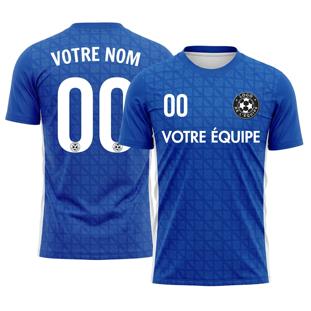 Bleu Géométrique Motif Maillot de Football Personnalisé