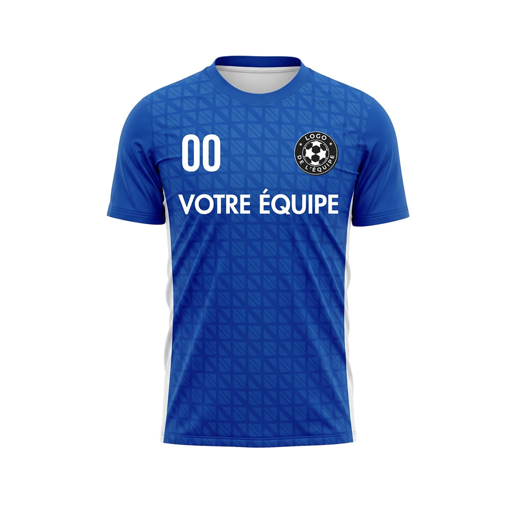 Bleu Géométrique Motif Maillot de Football Personnalisé