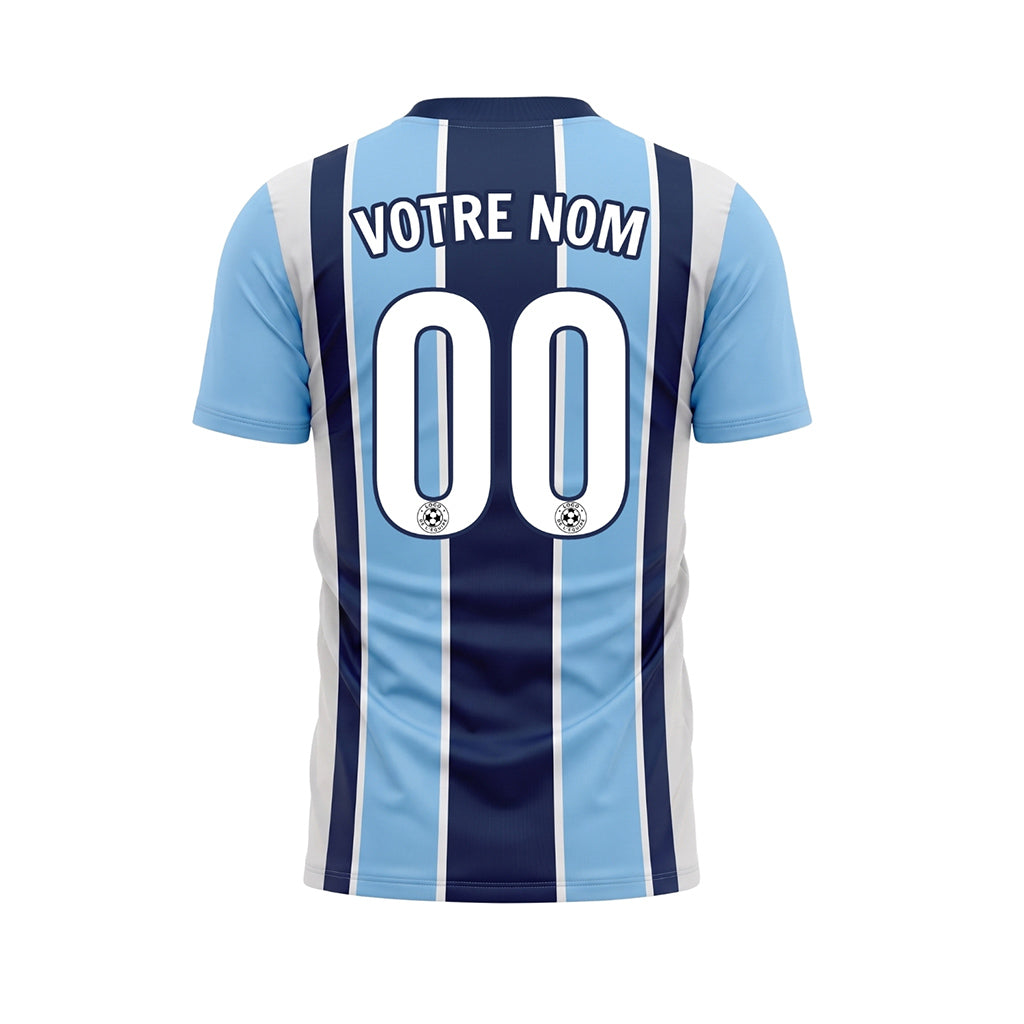 Bleu Bleu Clair Rayé Maillot de Football Personnalisé