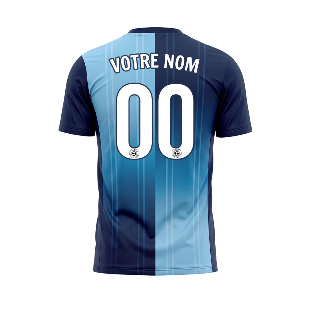 Bleu Bleu Clair Rayures Bicolore Maillot de Football Personnalisé