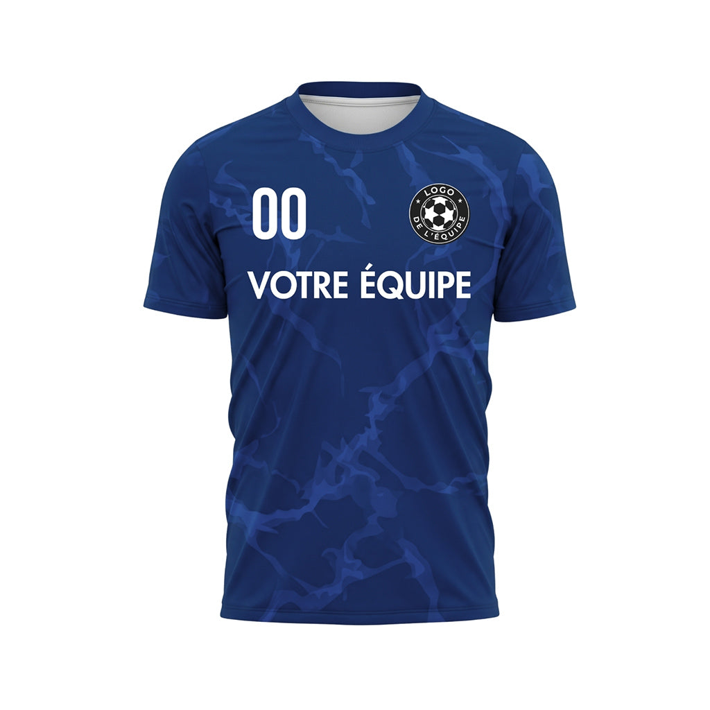 Bleu Marbre Motif Maillot de Football Personnalisé