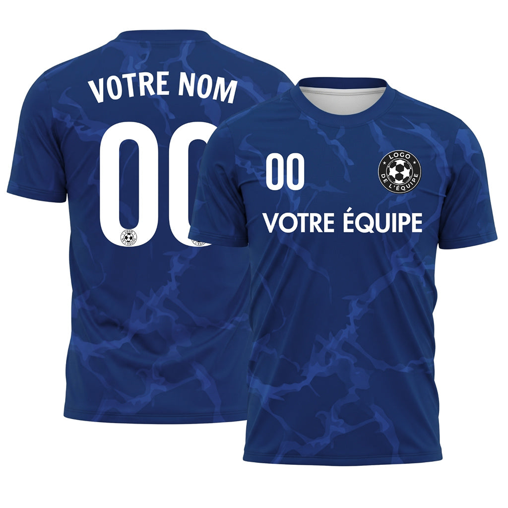 Bleu Marbre Motif Maillot de Football Personnalisé