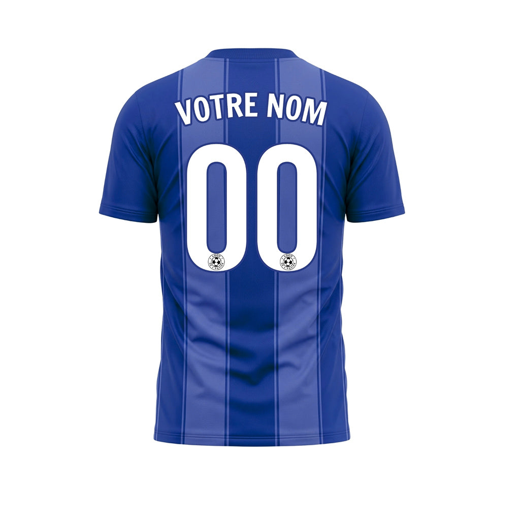 Bleu Rayures Fines Rayures en Blocs Maillot de Football Personnalisé