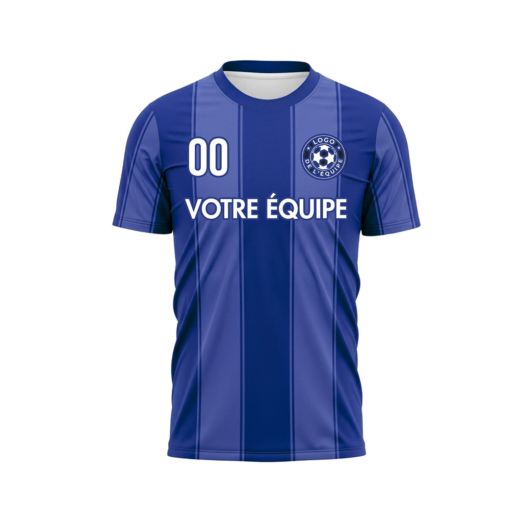 Bleu Rayures Fines Rayures en Blocs Maillot de Football Personnalisé