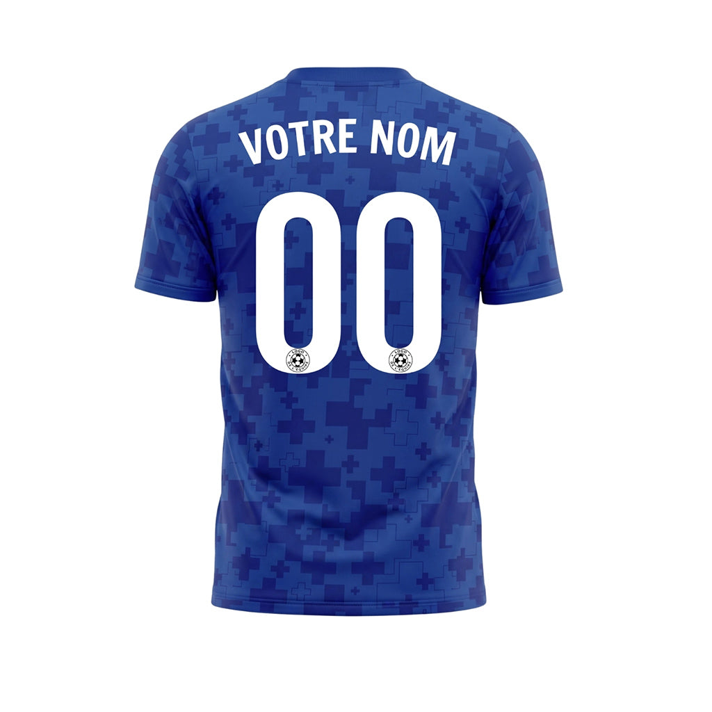 Bleu Pixel Motif en Croix Maillot de Football Personnalisé