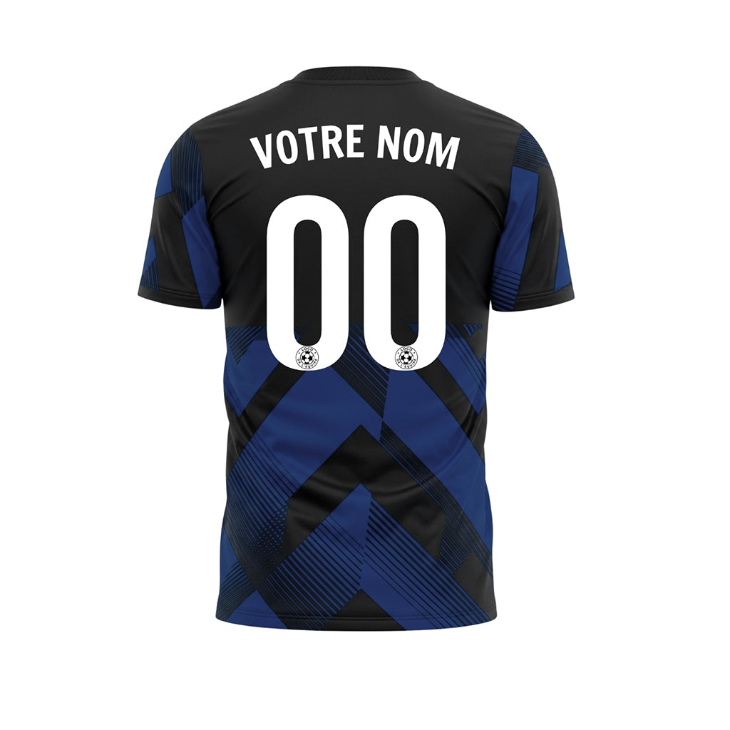 Bleu Noir Géométrique Motif Flèches Maillot de Football Personnalisé