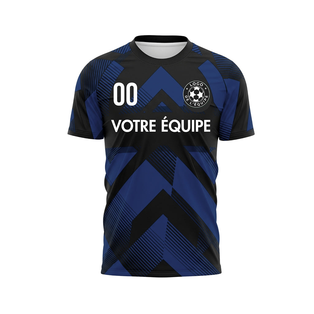 Bleu Noir Géométrique Motif Flèches Maillot de Football Personnalisé