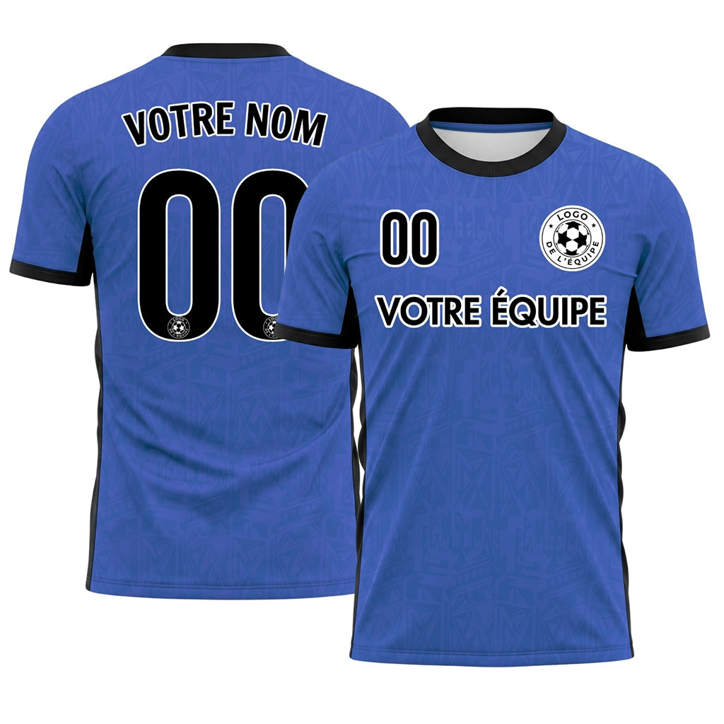 Bleu Noir Subtil Géométrique Graphique Motif Maillot de Football Personnalisé