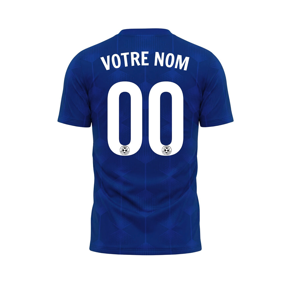 Bleu Hexagone Motif Maillot de Football Personnalisé