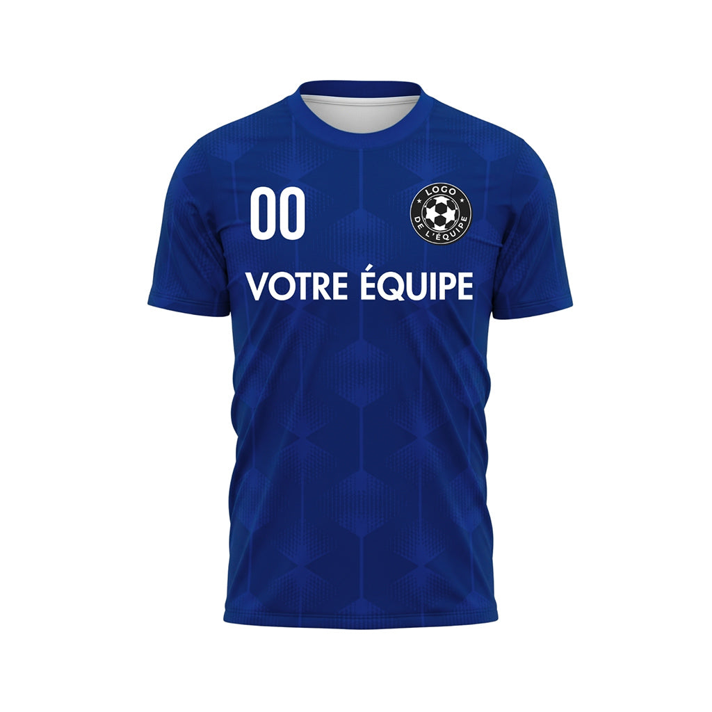 Bleu Hexagone Motif Maillot de Football Personnalisé