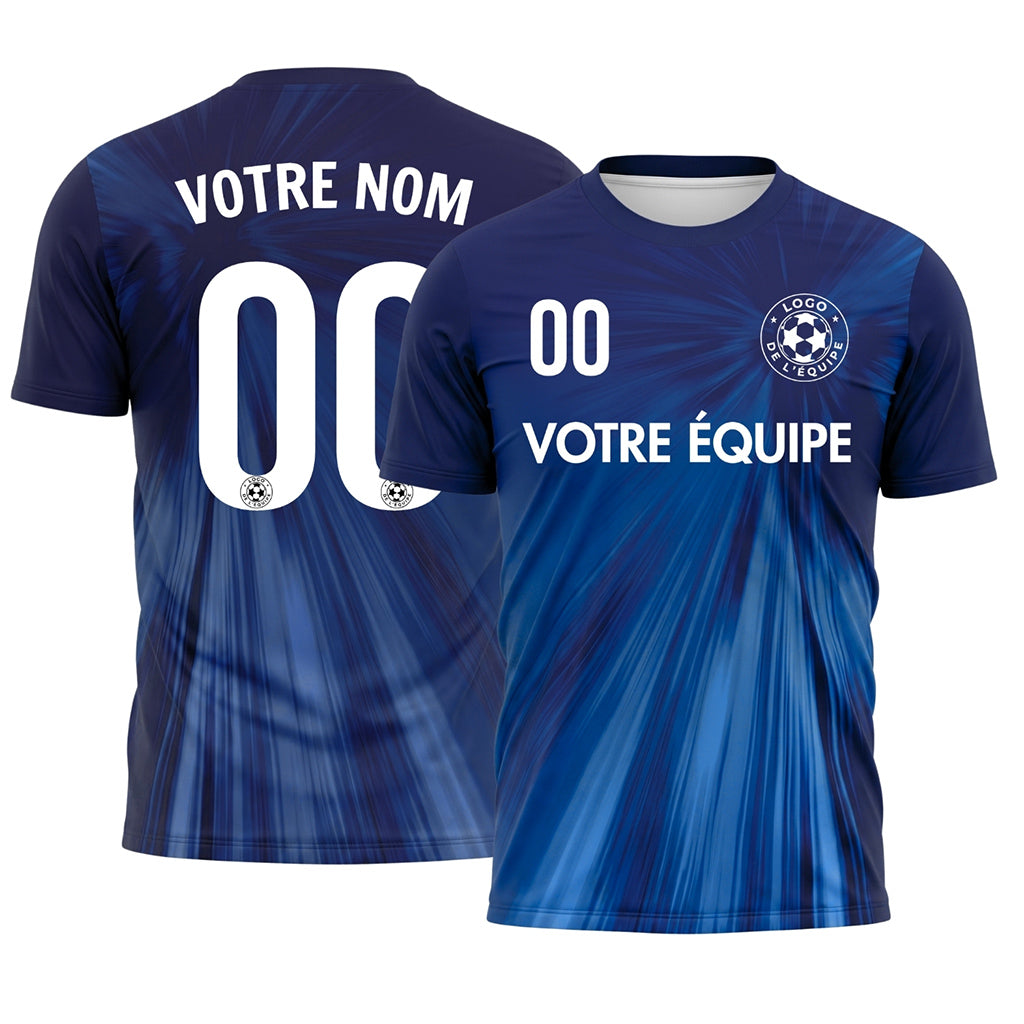 Bleu Rayons Effet Maillot de Foot Personnalisé