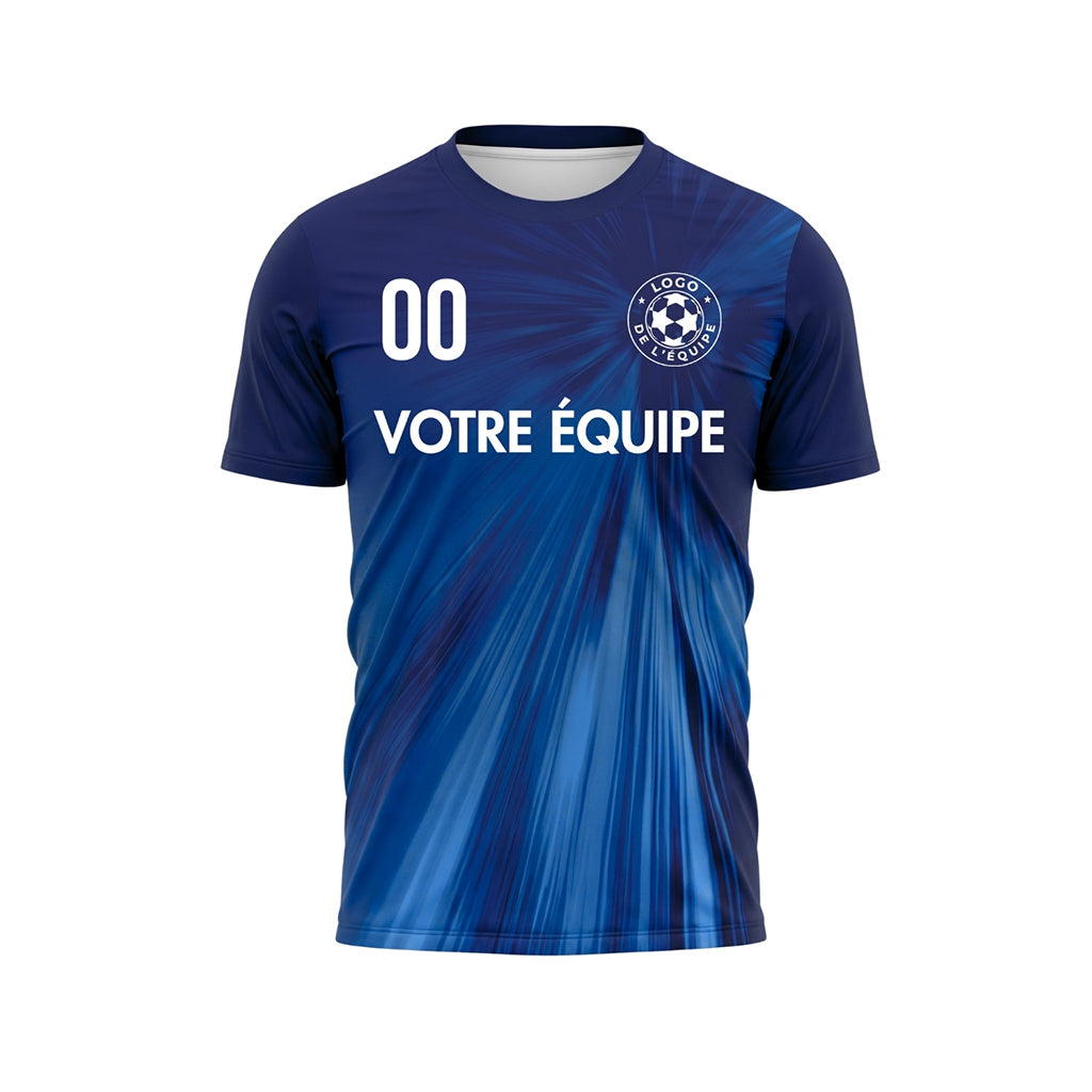 Bleu Rayons Effet Maillot de Foot Personnalisé