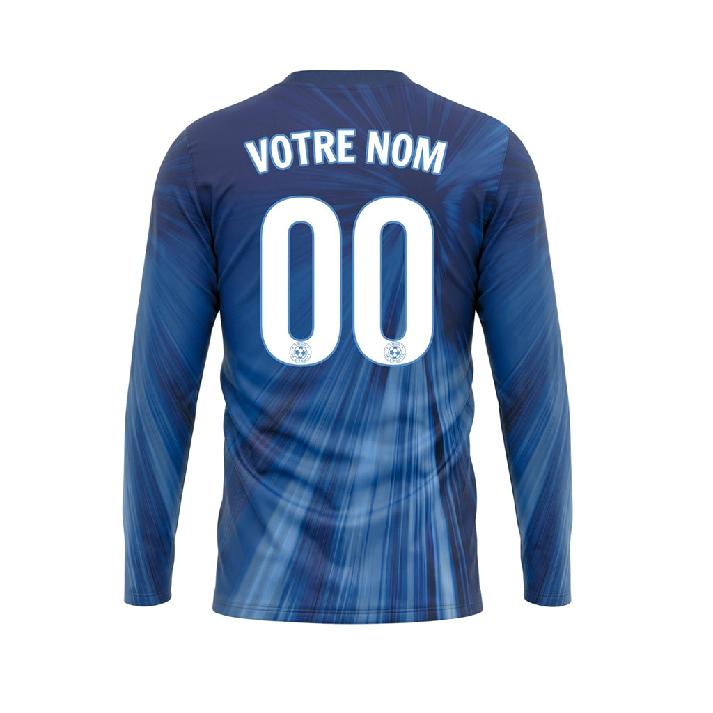 Bleu Dégradé Rayonnant Maillot de Football Personnalisé à Manches Longues