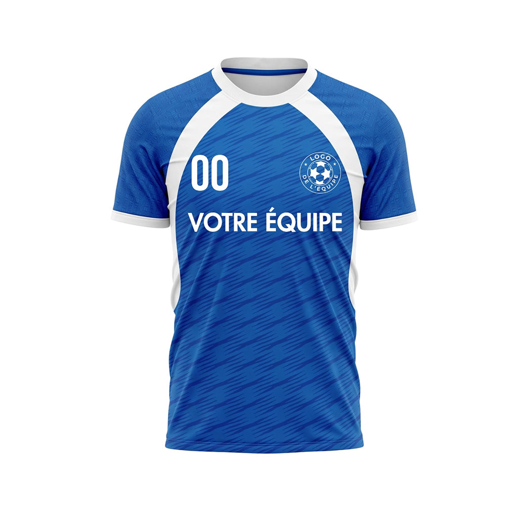 Bleu Blanc Poignets de Manche Accent Maillot de Football Personnalisé