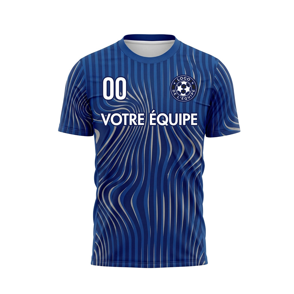 Bleu Vagues Rayures Maillot de Football Personnalisé