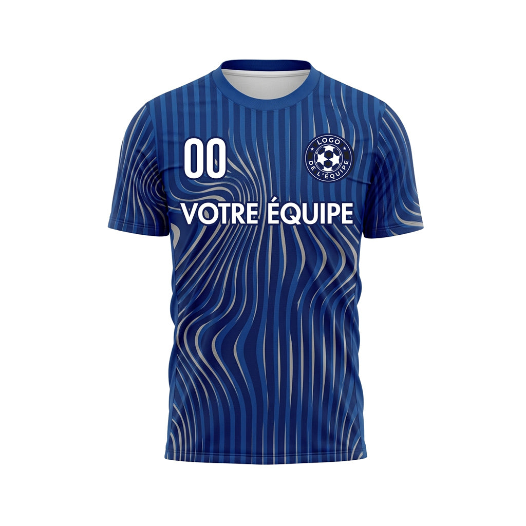 Bleu Vagues Rayures (2) Maillot de Football Personnalisé