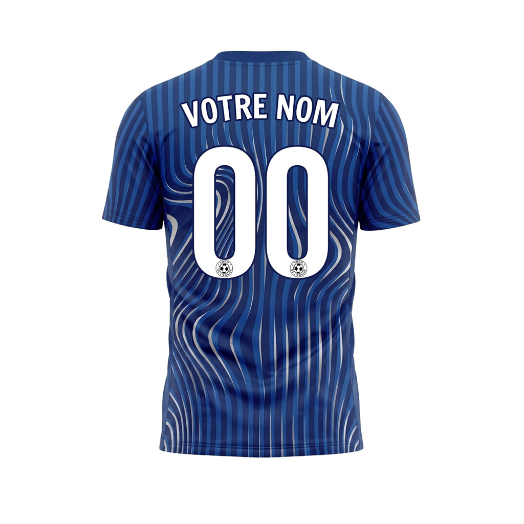 Bleu Vagues Rayures (2) Maillot de Football Personnalisé