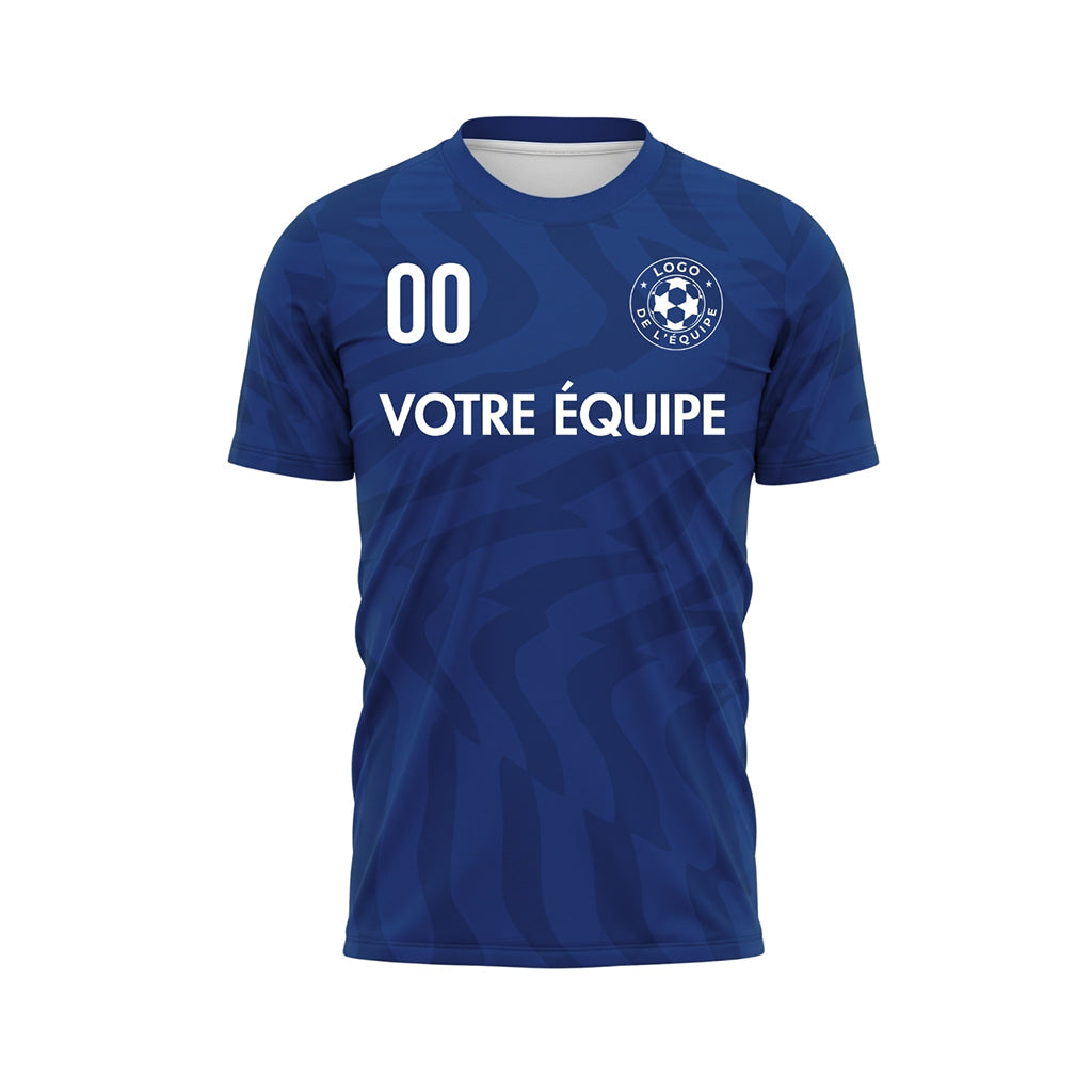 Bleu Motif Vagues Maillot de Football Personnalisé