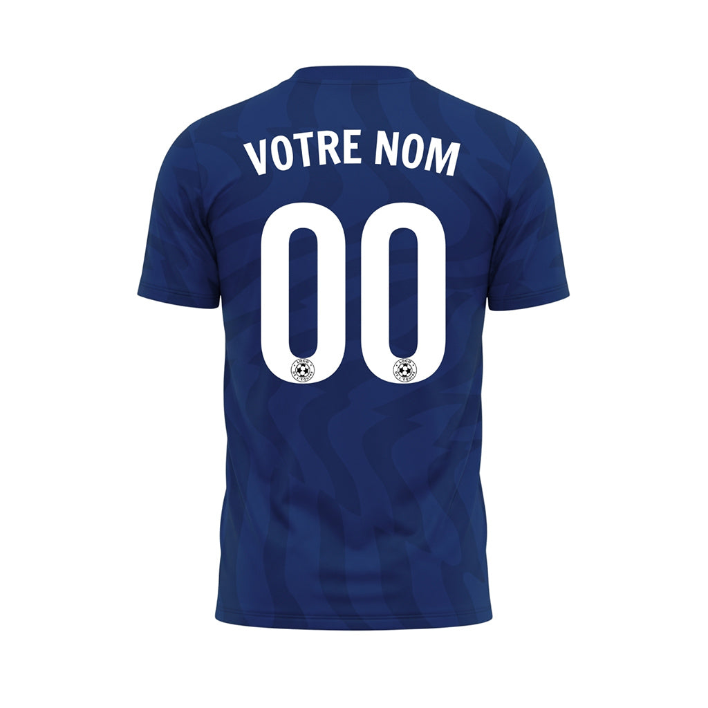 Bleu Motif Vagues Maillot de Football Personnalisé