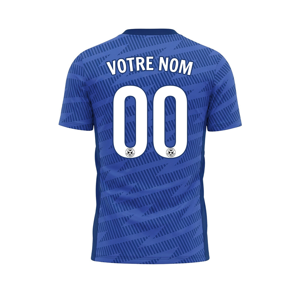 Bleu Zigzag Motif Maillot de Football Personnalisé