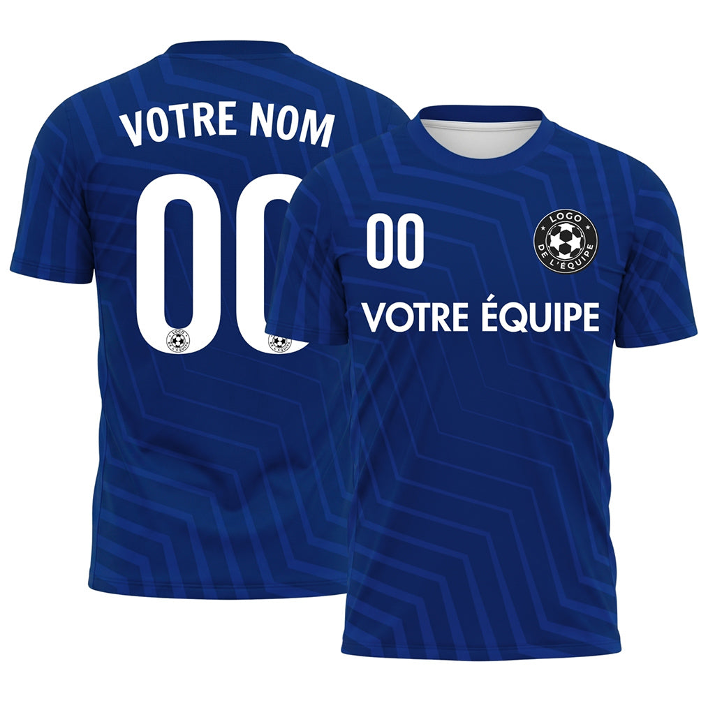 Bleu Zigzag Motif (2) Maillot de Football Personnalisé