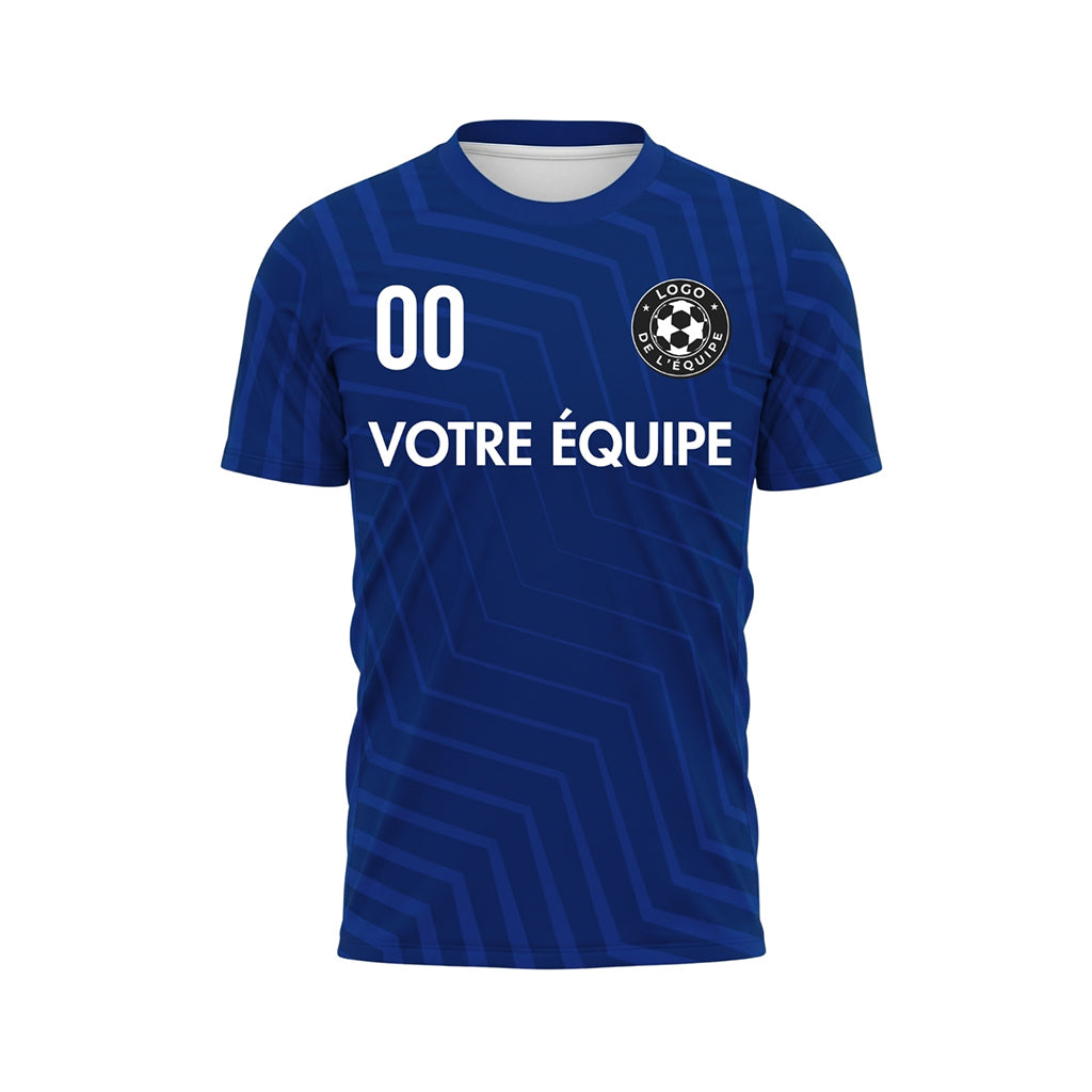 Bleu Zigzag Motif (2) Maillot de Football Personnalisé