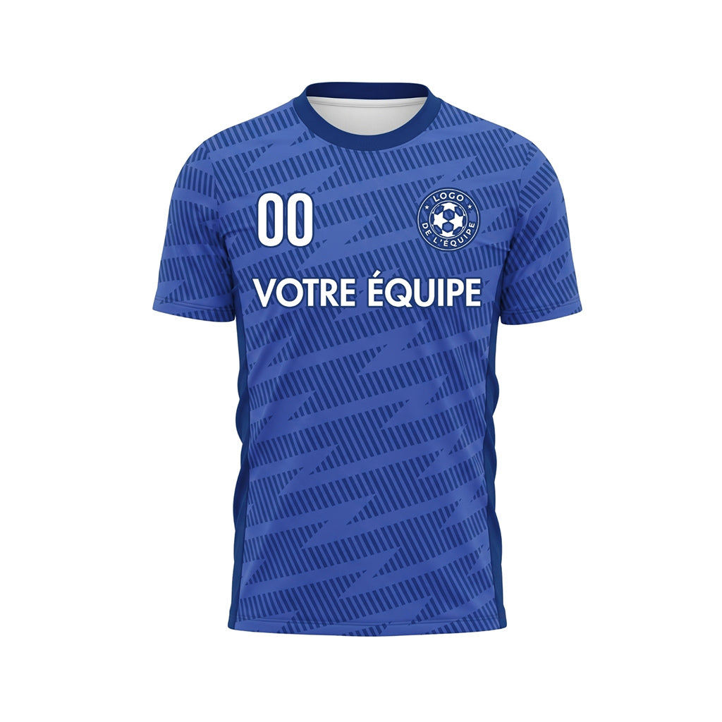 Bleu Zigzag Motif Maillot de Football Personnalisé