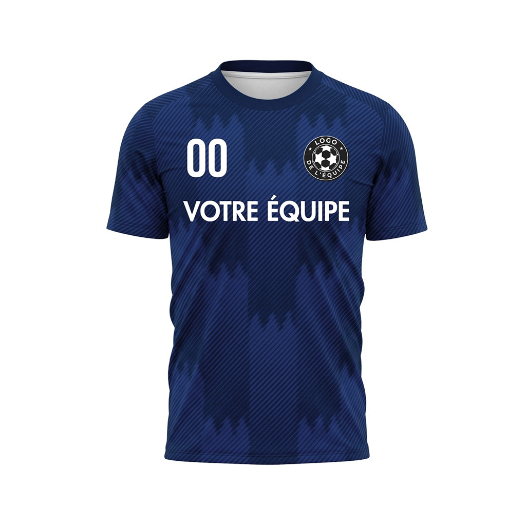 Bleu Zigzag Motif Maillot de Football Personnalisé