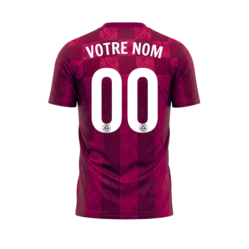 Bordeaux Carreaux Chevron Motif Maillot de Football Personnalisé