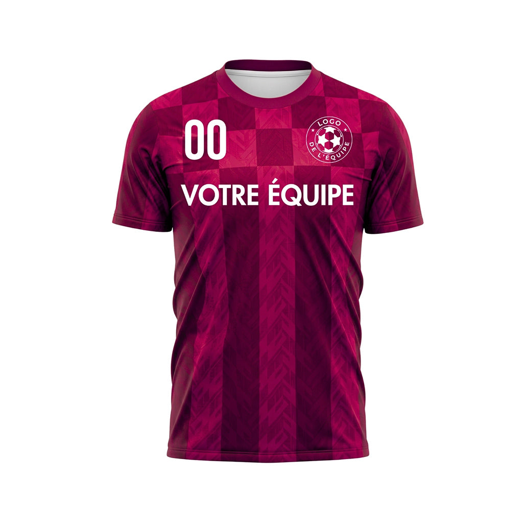 Bordeaux Carreaux Chevron Motif Maillot de Football Personnalisé